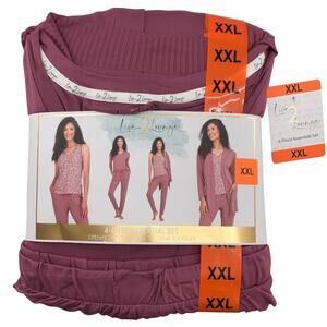 Live 2 Lounge Rose Pink Open Front Cardigan Tee Shirt Tank Top Jogger Set